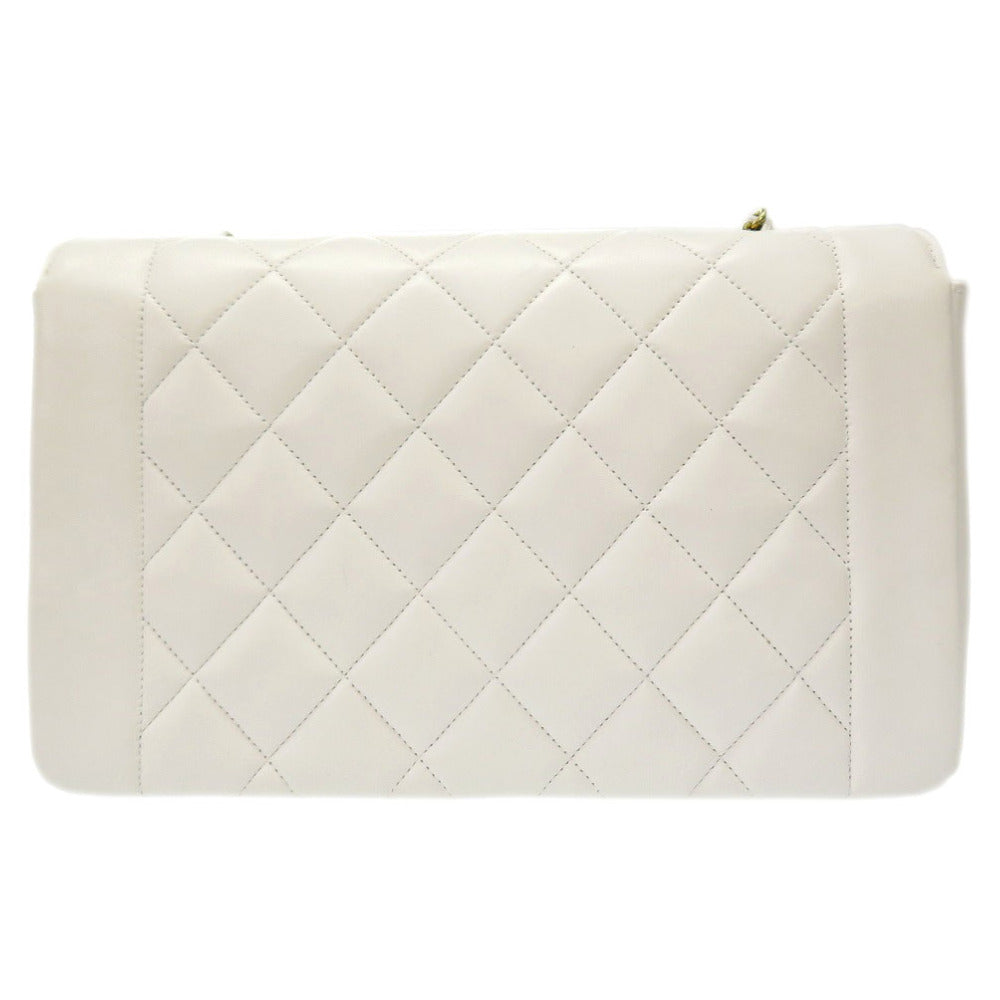 シャネル ダイアナ 25 ミディアム マトラッセ ラムスキン ホワイト ゴールドチェーン ショルダーバッグ 2番台 ココマーク ターンロック バッグ 白 0122 【中古】 CHANEL