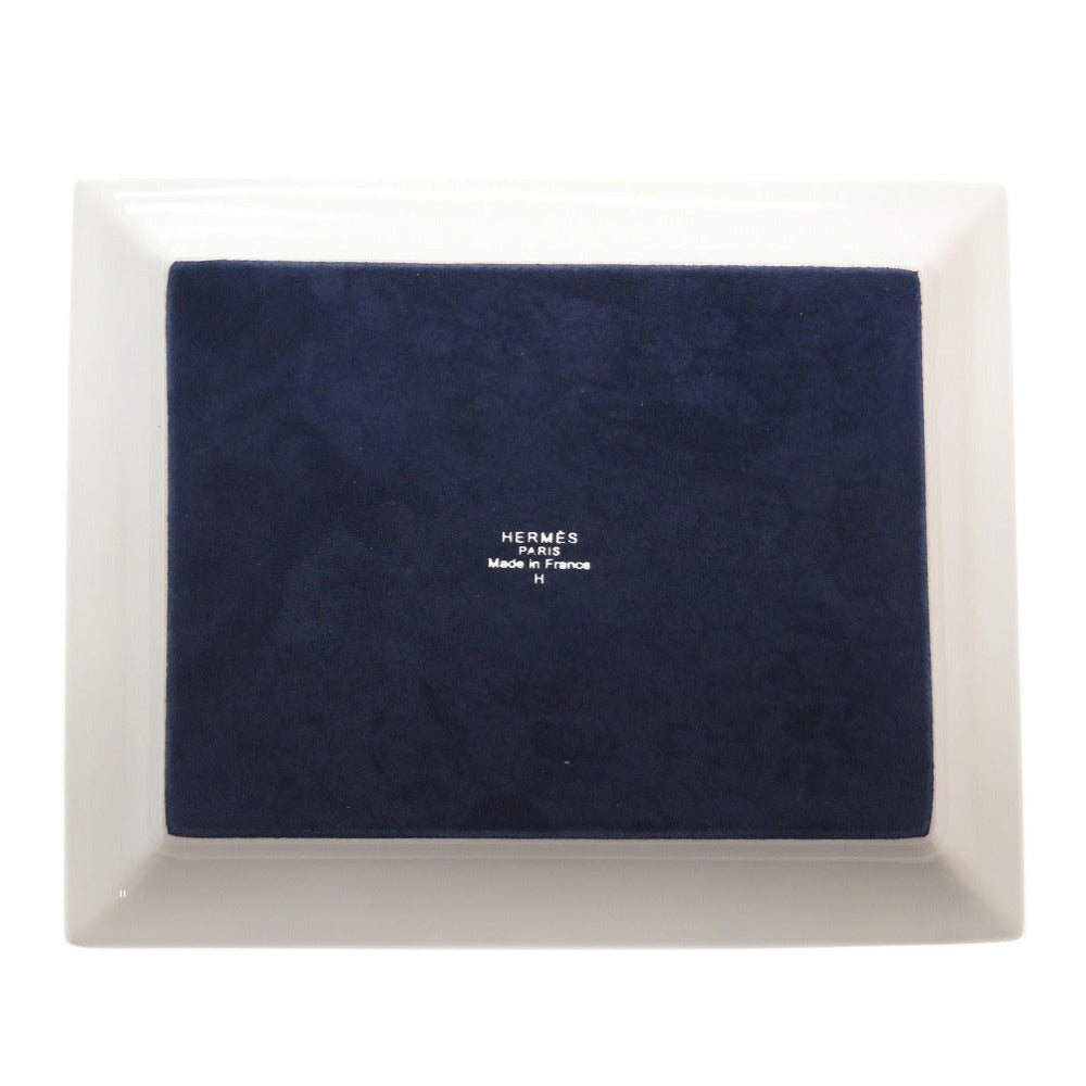 未使用 エルメス ヒョウ アッシュトレイ 食器 陶器 ブルー ホワイト 0141 【中古】 HERMES 皿