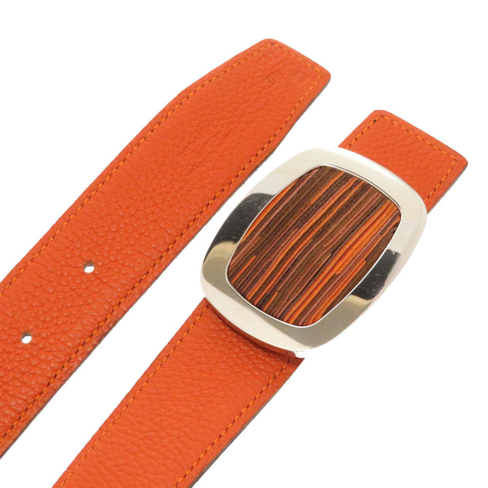 エルメス ベルト ヴィブラート レザー オレンジ ブラウン ベルト 0182 【中古】 HERMES