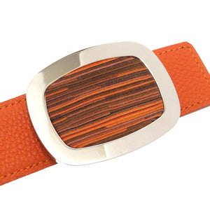 エルメス ベルト ヴィブラート レザー オレンジ ブラウン ベルト 0182 【中古】 HERMES