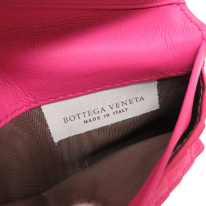 未使用 ボッテガ ヴェネタ イントレチャート レザー ピンク ゴールド金具 二つ折り財布 財布 0056 【中古】 BOTTEGAVENETA
