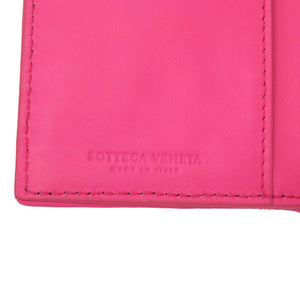 未使用 ボッテガ ヴェネタ イントレチャート レザー ピンク ゴールド金具 二つ折り財布 財布 0056 【中古】 BOTTEGAVENETA