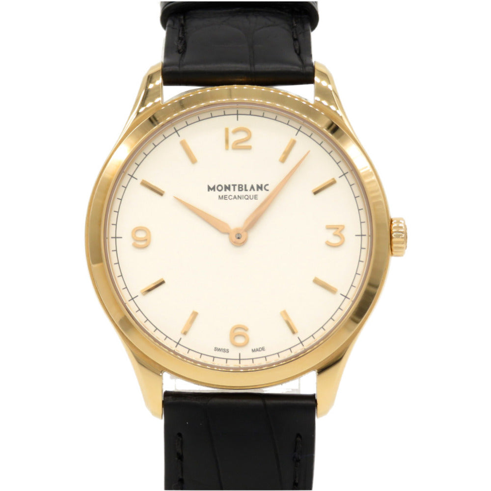 美品 モンブラン ヘリテージ クロノメトリー ウルトラスリム 金無垢 112516 裏スケ 手巻き 腕時計 K18PG 750 シルバー文字盤 0070【中古】MONTBLANC メンズ