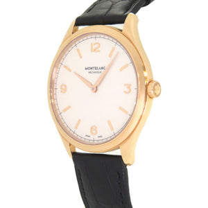 美品 モンブラン ヘリテージ クロノメトリー ウルトラスリム 金無垢 112516 裏スケ 手巻き 腕時計 K18PG 750 シルバー文字盤 0070【中古】MONTBLANC メンズ