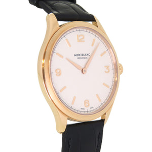 美品 モンブラン ヘリテージ クロノメトリー ウルトラスリム 金無垢 112516 裏スケ 手巻き 腕時計 K18PG 750 シルバー文字盤 0070【中古】MONTBLANC メンズ