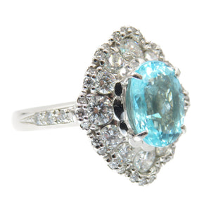 美品 天然パライバトルマリン2.22ct ダイヤ1.31ct Pt900 リング 指輪 ダイヤモンド プラチナ 13号 ブルー 青 ジュエリー アクセサリー 0094【中古】レディース