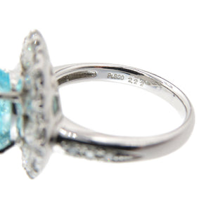美品 天然パライバトルマリン2.22ct ダイヤ1.31ct Pt900 リング 指輪 ダイヤモンド プラチナ 13号 ブルー 青 ジュエリー アクセサリー 0094【中古】レディース