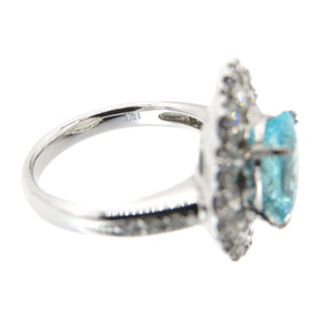 美品 天然パライバトルマリン2.22ct ダイヤ1.31ct Pt900 リング 指輪 ダイヤモンド プラチナ 13号 ブルー 青 ジュエリー アクセサリー 0094【中古】レディース