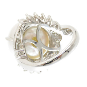 美品 白蝶真珠 15mm ダイヤ 1.29ct Pt900 リング 指輪 パール/プラチナ/ダイヤモンド 9号 ホワイト ジュエリー アクセサリー 0102【中古】レディース