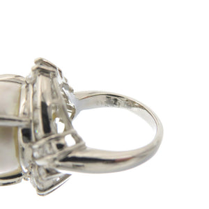 美品 白蝶真珠 15mm ダイヤ 1.29ct Pt900 リング 指輪 パール/プラチナ/ダイヤモンド 9号 ホワイト ジュエリー アクセサリー 0102【中古】レディース