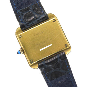 カルティエ ステップドタンク アンティーク 手巻き 腕時計 SS/マットクロコ ホワイト 白文字盤 0121【中古】CARTIER レディース