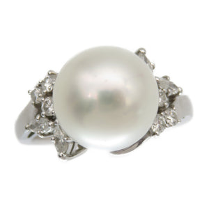 ミキモト パール 11.4mm ダイヤ0.40ct Pt950 リング 白蝶真珠 指輪 プラチナ/ダイヤモンド/パール 14.5号 ジュエリー アクセサリー 0140【中古】MIKIMOTO レディース