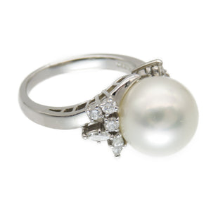 ミキモト パール 11.4mm ダイヤ0.40ct Pt950 リング 白蝶真珠 指輪 プラチナ/ダイヤモンド/パール 14.5号 ジュエリー アクセサリー 0140【中古】MIKIMOTO レディース