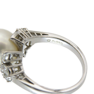 ミキモト パール 11.4mm ダイヤ0.40ct Pt950 リング 白蝶真珠 指輪 プラチナ/ダイヤモンド/パール 14.5号 ジュエリー アクセサリー 0140【中古】MIKIMOTO レディース