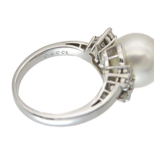 ミキモト パール 11.4mm ダイヤ0.40ct Pt950 リング 白蝶真珠 指輪 プラチナ/ダイヤモンド/パール 14.5号 ジュエリー アクセサリー 0140【中古】MIKIMOTO レディース