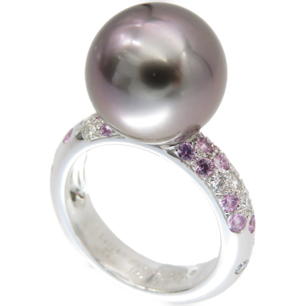 美品 カルティエ ソープリティ ブラックパール 12.6mm ピンクサファイア/ダイヤ リング 指輪 750WG 黒蝶真珠 ダイヤモンド 12号 ジュエリー アクセサリー 0147【中古】CARTIER レディース