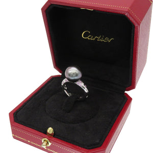 美品 カルティエ ソープリティ ブラックパール 12.6mm ピンクサファイア/ダイヤ リング 指輪 750WG 黒蝶真珠 ダイヤモンド 12号 ジュエリー アクセサリー 0147【中古】CARTIER レディース