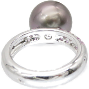 美品 カルティエ ソープリティ ブラックパール 12.6mm ピンクサファイア/ダイヤ リング 指輪 750WG 黒蝶真珠 ダイヤモンド 12号 ジュエリー アクセサリー 0147【中古】CARTIER レディース