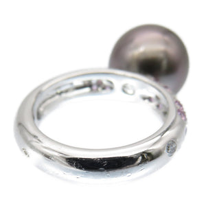 美品 カルティエ ソープリティ ブラックパール 12.6mm ピンクサファイア/ダイヤ リング 指輪 750WG 黒蝶真珠 ダイヤモンド 12号 ジュエリー アクセサリー 0147【中古】CARTIER レディース