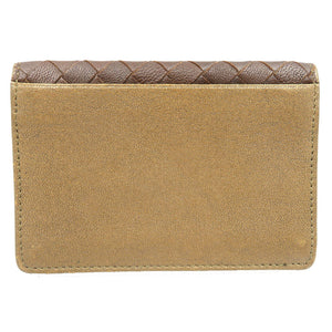 ボッテガヴェネタ イントレチャート トリコカラー カードケース 名刺入れ ブラウン 0155 【中古】BOTTEGA VENETA