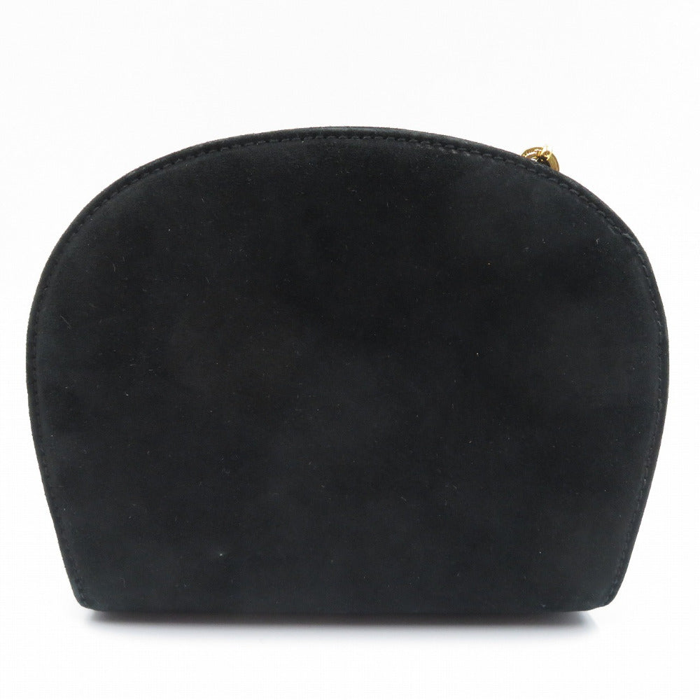 フェラガモ ガンチーニ チェーンショルダーバッグ ブラック スウェード ゴールド金具 0164【中古】Salvatore Ferragamo