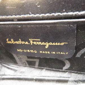 フェラガモ ガンチーニ チェーンショルダーバッグ ブラック スウェード ゴールド金具 0164【中古】Salvatore Ferragamo