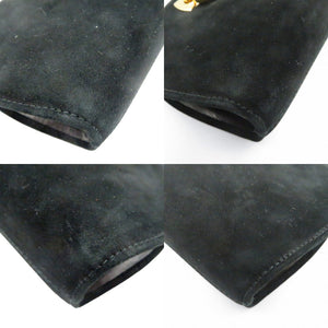 フェラガモ ガンチーニ チェーンショルダーバッグ ブラック スウェード ゴールド金具 0164【中古】Salvatore Ferragamo