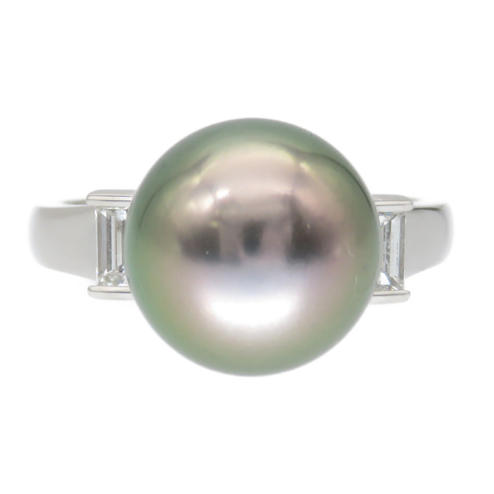 新品同様 ミキモト ブラックパール 12.2mm ダイヤ0.40ct Pt950 リング 指輪黒蝶真珠 16.5号 ジュエリー アクセサリー 0172【中古】MIKIMOTO レディース