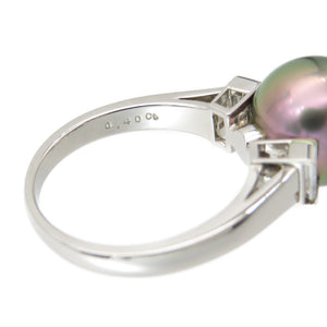 新品同様 ミキモト ブラックパール 12.2mm ダイヤ0.40ct Pt950 リング 指輪黒蝶真珠 16.5号 ジュエリー アクセサリー 0172【中古】MIKIMOTO レディース