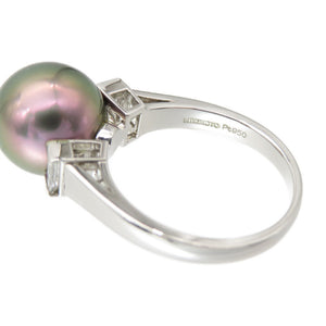 新品同様 ミキモト ブラックパール 12.2mm ダイヤ0.40ct Pt950 リング 指輪黒蝶真珠 16.5号 ジュエリー アクセサリー 0172【中古】MIKIMOTO レディース