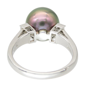 新品同様 ミキモト ブラックパール 12.2mm ダイヤ0.40ct Pt950 リング 指輪黒蝶真珠 16.5号 ジュエリー アクセサリー 0172【中古】MIKIMOTO レディース