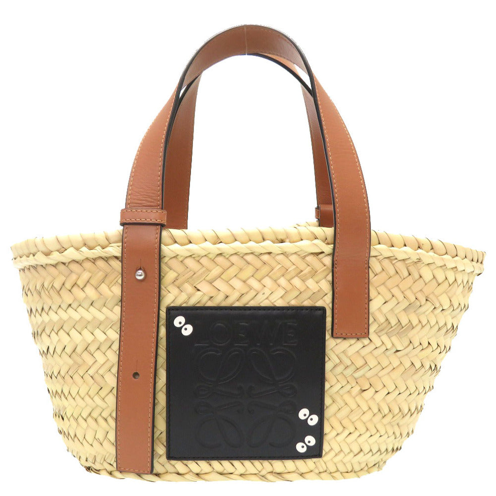 新品同様 ロエベ × スタジオ ジブリ バスケットバッグ スモール 籠 カーフ ヤシの葉 ブラウン ハンドバッグ カゴバッグ  0174 【中古】 LOEWE × STUDIO GHIBLI