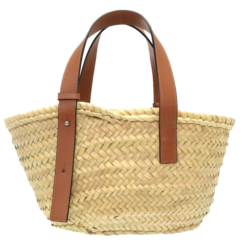 新品同様 ロエベ × スタジオ ジブリ バスケットバッグ スモール 籠 カーフ ヤシの葉 ブラウン ハンドバッグ カゴバッグ  0174 【中古】 LOEWE × STUDIO GHIBLI