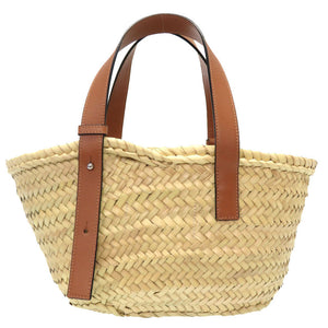 新品同様 ロエベ × スタジオ ジブリ バスケットバッグ スモール 籠 カーフ ヤシの葉 ブラウン ハンドバッグ カゴバッグ  0174 【中古】 LOEWE × STUDIO GHIBLI