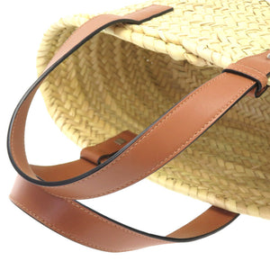 新品同様 ロエベ × スタジオ ジブリ バスケットバッグ スモール 籠 カーフ ヤシの葉 ブラウン ハンドバッグ カゴバッグ  0174 【中古】 LOEWE × STUDIO GHIBLI