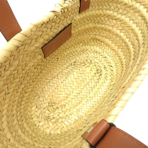 新品同様 ロエベ × スタジオ ジブリ バスケットバッグ スモール 籠 カーフ ヤシの葉 ブラウン ハンドバッグ カゴバッグ  0174 【中古】 LOEWE × STUDIO GHIBLI