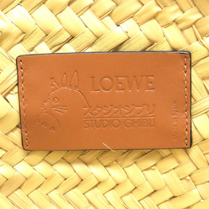 新品同様 ロエベ × スタジオ ジブリ バスケットバッグ スモール 籠 カーフ ヤシの葉 ブラウン ハンドバッグ カゴバッグ  0174 【中古】 LOEWE × STUDIO GHIBLI