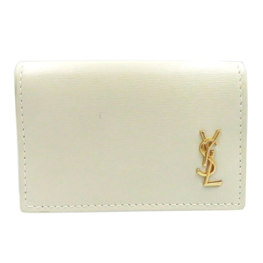 新品同様 サンローランパリ レザー ベージュ ゴールド金具 637420 コンパクトウォレット 三つ折り財布 637420 財布 0218 【中古】 SAINT LAURENT