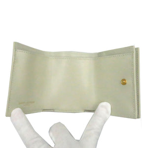 新品同様 サンローランパリ レザー ベージュ ゴールド金具 637420 コンパクトウォレット 三つ折り財布 637420 財布 0218 【中古】 SAINT LAURENT