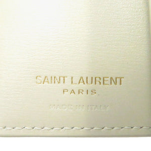 新品同様 サンローランパリ レザー ベージュ ゴールド金具 637420 コンパクトウォレット 三つ折り財布 637420 財布 0218 【中古】 SAINT LAURENT
