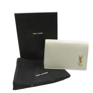 新品同様 サンローランパリ レザー ベージュ ゴールド金具 637420 コンパクトウォレット 三つ折り財布 637420 財布 0218 【中古】 SAINT LAURENT