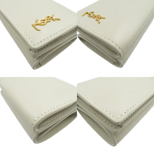 新品同様 サンローランパリ レザー ベージュ ゴールド金具 637420 コンパクトウォレット 三つ折り財布 637420 財布 0218 【中古】 SAINT LAURENT