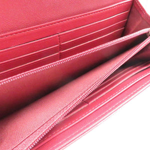 美品 シャネル マドモワゼル シェブロン キャビアスキン レッド ゴールド金具 28番台 長財布 財布 赤 0220 【中古】 CHANEL