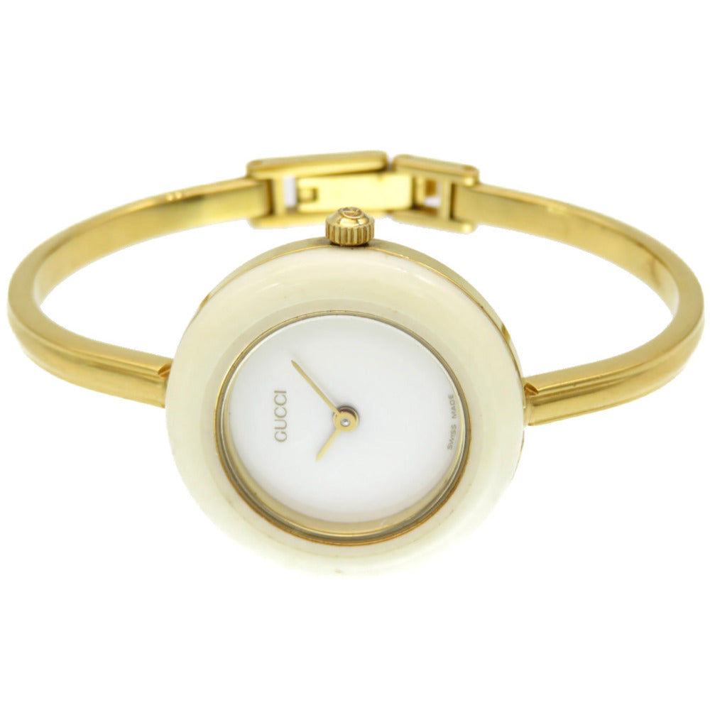 グッチ チェンジベゼル 11/12.2 クオーツ  腕時計 /GP ホワイト 白文字盤 0325【中古】GUCCI メンズ