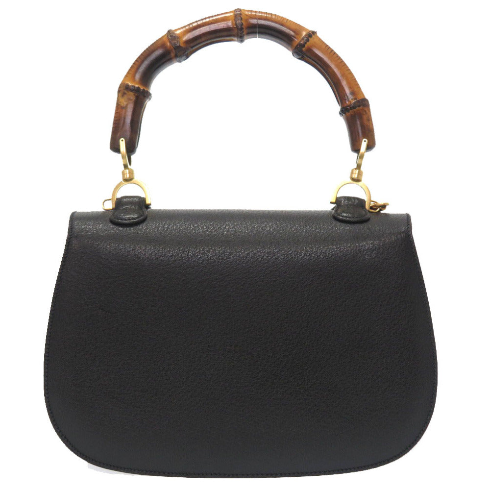 美品 グッチ バンブー レザー ブラック 2WAY ハンドバッグ バッグ 黒 0361 【中古】 GUCCI