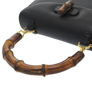 美品 グッチ バンブー レザー ブラック 2WAY ハンドバッグ バッグ 黒 0361 【中古】 GUCCI
