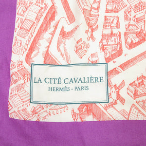 エルメス カレ140 La Cite Cavaliere シテ カヴァリエール カシミヤ シルク パープル ストール 紫 0367 【中古】 HERMES
