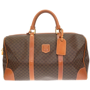 セリーヌ マカダム ボストンバッグ オールド ヴィンテージ ブラウン 0028【中古】CELINE