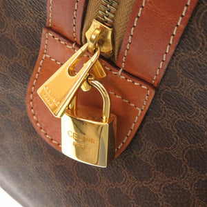セリーヌ マカダム ボストンバッグ オールド ヴィンテージ ブラウン 0028【中古】CELINE
