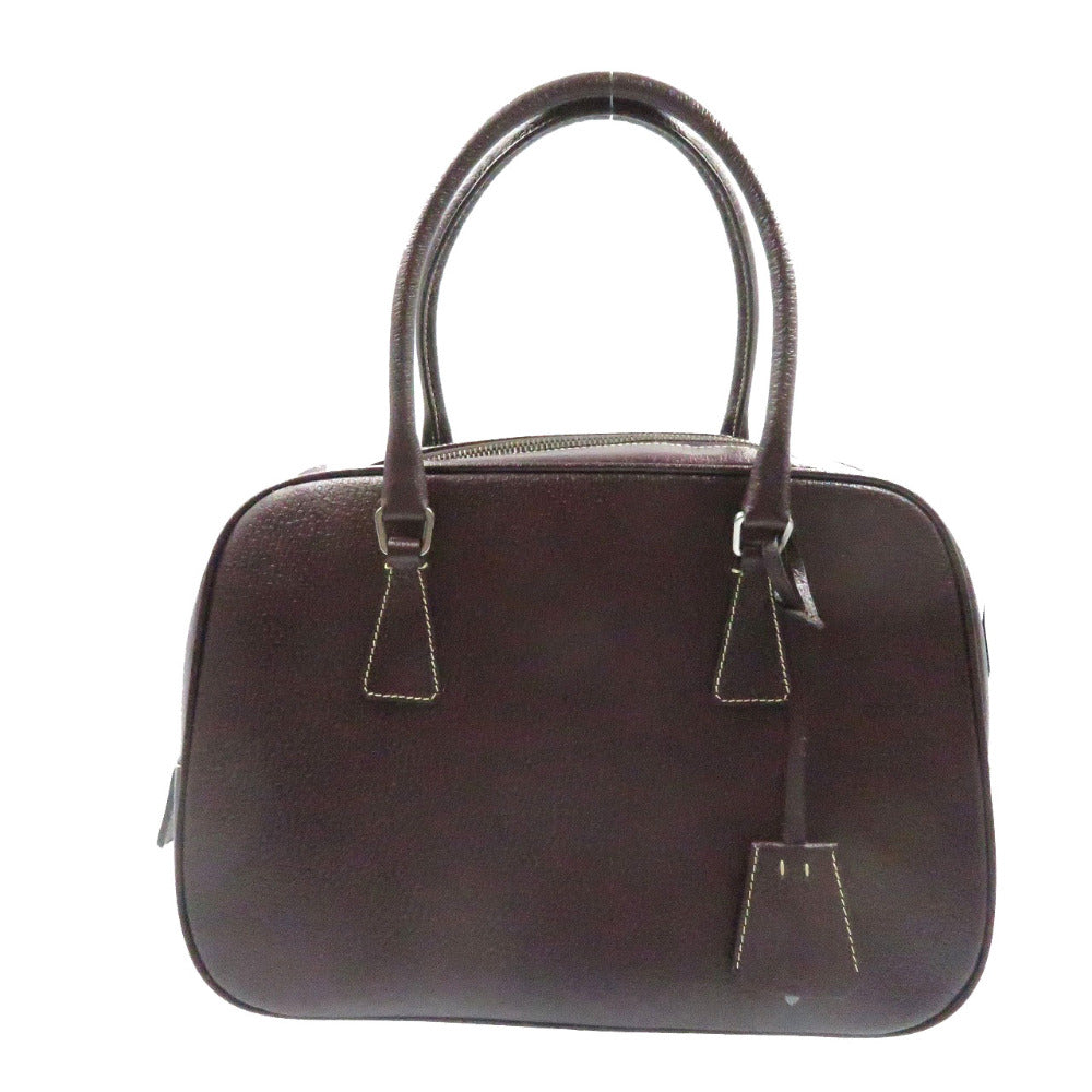 プラダ ミニボストン ブラウン レザー シルバー金具 ミニボストンバッグ ハンドバッグ バッグ 茶 0094 【中古】 PRADA